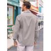 imageRuncati Mens Button Down Shirt Cotton Linen Casual Long Sleeve Shirts Collared Hippie Beach TopsGrey
