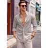 imageRuncati Mens Button Down Shirt Cotton Linen Casual Long Sleeve Shirts Collared Hippie Beach TopsGrey