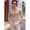 imageRuncati Mens Button Down Shirt Cotton Linen Casual Long Sleeve Shirts Collared Hippie Beach TopsKhaki