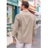 imageRuncati Mens Button Down Shirt Cotton Linen Casual Long Sleeve Shirts Collared Hippie Beach TopsKhaki