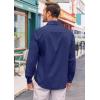 imageRuncati Mens Button Down Shirt Cotton Linen Casual Long Sleeve Shirts Collared Hippie Beach TopsNavy Blue
