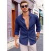 imageRuncati Mens Button Down Shirt Cotton Linen Casual Long Sleeve Shirts Collared Hippie Beach TopsNavy Blue