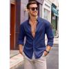 imageRuncati Mens Button Down Shirt Cotton Linen Casual Long Sleeve Shirts Collared Hippie Beach TopsNavy Blue