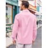 imageRuncati Mens Button Down Shirt Cotton Linen Casual Long Sleeve Shirts Collared Hippie Beach TopsPink