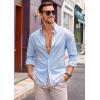 imageRuncati Mens Button Down Shirt Cotton Linen Casual Long Sleeve Shirts Collared Hippie Beach TopsSky Blue