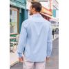 imageRuncati Mens Button Down Shirt Cotton Linen Casual Long Sleeve Shirts Collared Hippie Beach TopsSky Blue