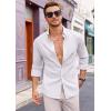 imageRuncati Mens Button Down Shirt Cotton Linen Casual Long Sleeve Shirts Collared Hippie Beach TopsWhite