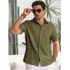 imageRuncati Mens Cuban Guayabera Shirts Button Down Short Sleeve Shirt Casual Mexican Summer Beach Wedding Tops with PocketArmy Green