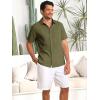 imageRuncati Mens Cuban Guayabera Shirts Button Down Short Sleeve Shirt Casual Mexican Summer Beach Wedding Tops with PocketArmy Green