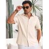 imageRuncati Mens Cuban Guayabera Shirts Button Down Short Sleeve Shirt Casual Mexican Summer Beach Wedding Tops with PocketBeige