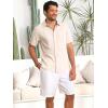imageRuncati Mens Cuban Guayabera Shirts Button Down Short Sleeve Shirt Casual Mexican Summer Beach Wedding Tops with PocketBeige