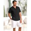 imageRuncati Mens Cuban Guayabera Shirts Button Down Short Sleeve Shirt Casual Mexican Summer Beach Wedding Tops with PocketBlack