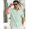 imageRuncati Mens Cuban Guayabera Shirts Button Down Short Sleeve Shirt Casual Mexican Summer Beach Wedding Tops with PocketMint