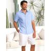 imageRuncati Mens Cuban Guayabera Shirts Button Down Short Sleeve Shirt Casual Mexican Summer Beach Wedding Tops with PocketSky Blue