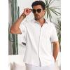 imageRuncati Mens Cuban Guayabera Shirts Button Down Short Sleeve Shirt Casual Mexican Summer Beach Wedding Tops with PocketWhite