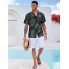 imageRuncati Mens Hawaiian Shirt Button Down Short Sleeve Tropical Floral Summer Beach TopsBlack