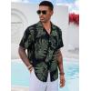 imageRuncati Mens Hawaiian Shirt Button Down Short Sleeve Tropical Floral Summer Beach TopsBlack