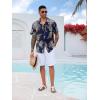 imageRuncati Mens Hawaiian Shirt Button Down Short Sleeve Tropical Floral Summer Beach TopsNavy