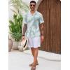 imageRuncati Mens Hawaiian Shirt Button Down Short Sleeve Tropical Floral Summer Beach TopsOlive Green