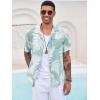 imageRuncati Mens Hawaiian Shirt Button Down Short Sleeve Tropical Floral Summer Beach TopsOlive Green