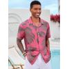 imageRuncati Mens Hawaiian Shirt Button Down Short Sleeve Tropical Floral Summer Beach TopsPink