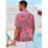 imageRuncati Mens Hawaiian Shirt Button Down Short Sleeve Tropical Floral Summer Beach TopsPink