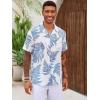 imageRuncati Mens Hawaiian Shirt Button Down Short Sleeve Tropical Floral Summer Beach TopsWhite