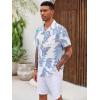 imageRuncati Mens Hawaiian Shirt Button Down Short Sleeve Tropical Floral Summer Beach TopsWhite