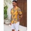 imageRuncati Mens Hawaiian Shirt Button Down Short Sleeve Tropical Floral Summer Beach TopsYellow