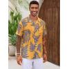 imageRuncati Mens Hawaiian Shirt Button Down Short Sleeve Tropical Floral Summer Beach TopsYellow