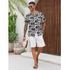 imageRuncati Mens Hawaiian Shirts Button Down Short Sleeve Cuban Collar Shirt Floral Tropical Summer Beach TopsBlack