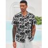 imageRuncati Mens Hawaiian Shirts Button Down Short Sleeve Cuban Collar Shirt Floral Tropical Summer Beach TopsBlack