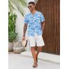imageRuncati Mens Hawaiian Shirts Button Down Short Sleeve Cuban Collar Shirt Floral Tropical Summer Beach TopsBlue