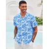 imageRuncati Mens Hawaiian Shirts Button Down Short Sleeve Cuban Collar Shirt Floral Tropical Summer Beach TopsBlue