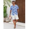 imageRuncati Mens Hawaiian Shirts Button Down Short Sleeve Cuban Collar Shirt Floral Tropical Summer Beach TopsRoyal Blue
