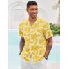imageRuncati Mens Hawaiian Shirts Button Down Short Sleeve Cuban Collar Shirt Floral Tropical Summer Beach TopsYellow