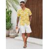 imageRuncati Mens Hawaiian Shirts Button Down Short Sleeve Cuban Collar Shirt Floral Tropical Summer Beach TopsYellow