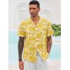 imageRuncati Mens Hawaiian Shirts Button Down Short Sleeve Cuban Collar Shirt Floral Tropical Summer Beach TopsYellow