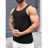imageRuncati Mens Ribbed Knit Tank Top Cotton Sleeveless Shirts Summer Beach Workout Muscle UndershirtBlack