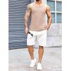 imageRuncati Mens Ribbed Knit Tank Top Cotton Sleeveless Shirts Summer Beach Workout Muscle UndershirtKhaki