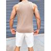 imageRuncati Mens Ribbed Knit Tank Top Cotton Sleeveless Shirts Summer Beach Workout Muscle UndershirtKhaki