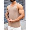 imageRuncati Mens Ribbed Knit Tank Top Cotton Sleeveless Shirts Summer Beach Workout Muscle UndershirtKhaki