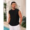 imageRuncati Mens Sleeveless Tank Tops Casual Hollow Out Knit T Shirts Beach Summer Hippie Tops with PocketBlack