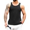 imageRuncati Mens Ribbed Knit Tank Top Cotton Sleeveless Shirts Summer Beach Workout Muscle UndershirtBlack