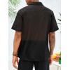 imageRuncati Mens Button Down Shirt Knit Crochet Hollow Out Short Sleeve Sweater Casual Summer TopsBlack