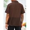 imageRuncati Mens Button Down Shirt Knit Crochet Hollow Out Short Sleeve Sweater Casual Summer TopsCoffee