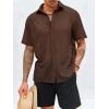 imageRuncati Mens Button Down Shirt Knit Crochet Hollow Out Short Sleeve Sweater Casual Summer TopsCoffee