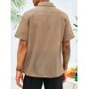 imageRuncati Mens Button Down Shirt Knit Crochet Hollow Out Short Sleeve Sweater Casual Summer TopsKhaki
