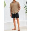 imageRuncati Mens Button Down Shirt Knit Crochet Hollow Out Short Sleeve Sweater Casual Summer TopsKhaki