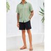 imageRuncati Mens Button Down Shirt Knit Crochet Hollow Out Short Sleeve Sweater Casual Summer TopsLight Green